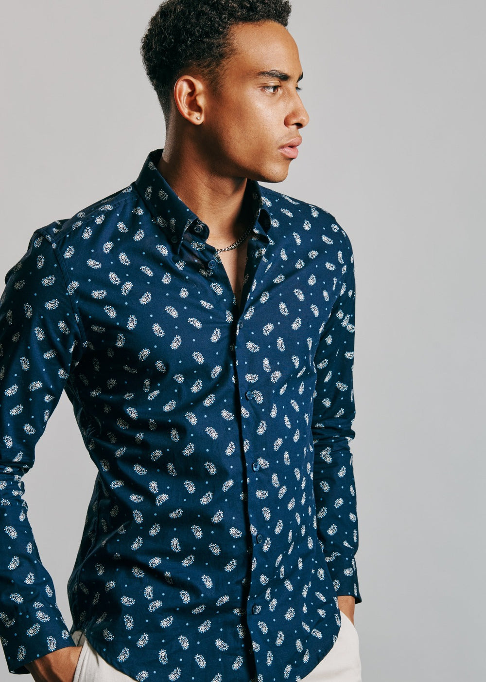 Chemises Ben Sherman Micro Paisley Bleu Marine | BDK-91397874